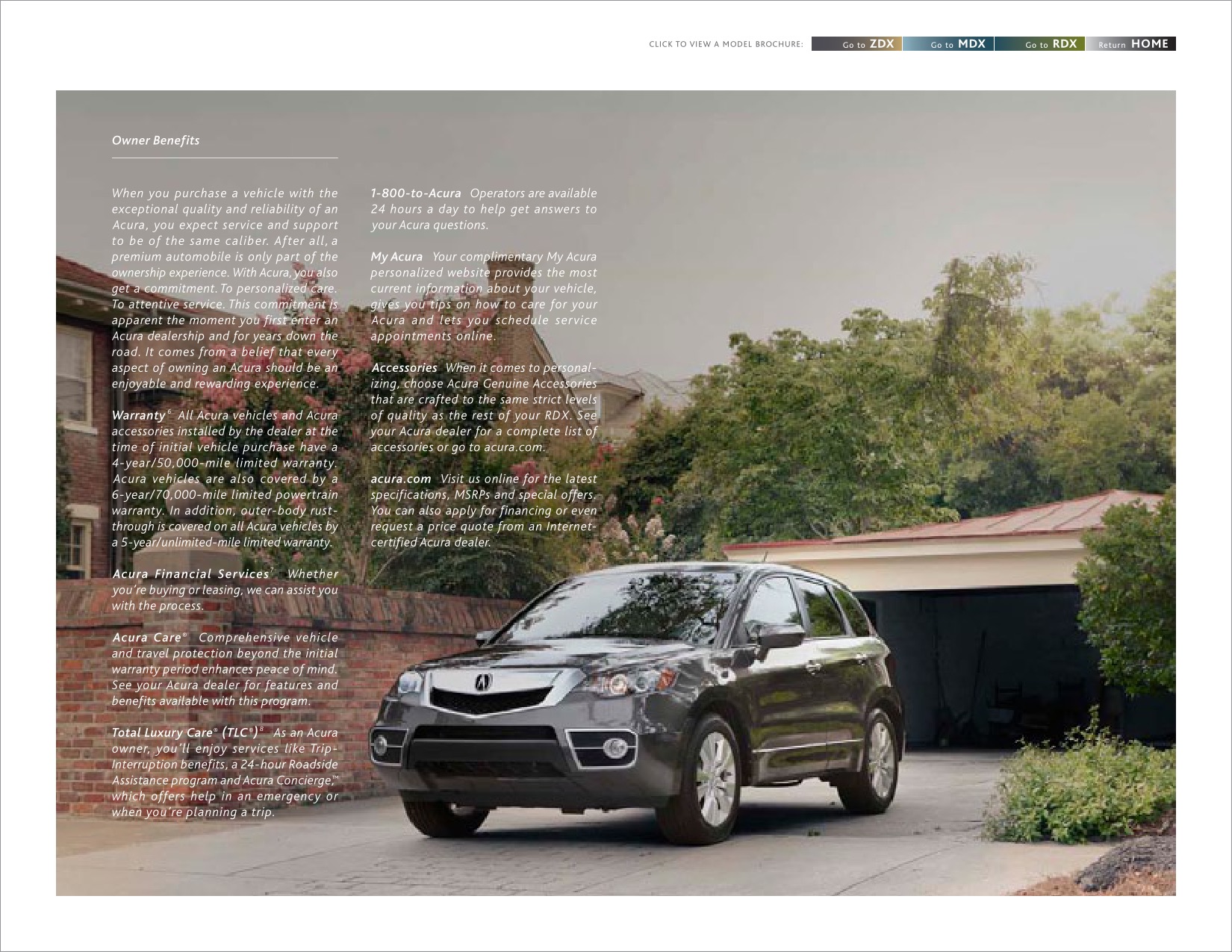 2012 Acura ZDX MDX RDX Brochure Page 34